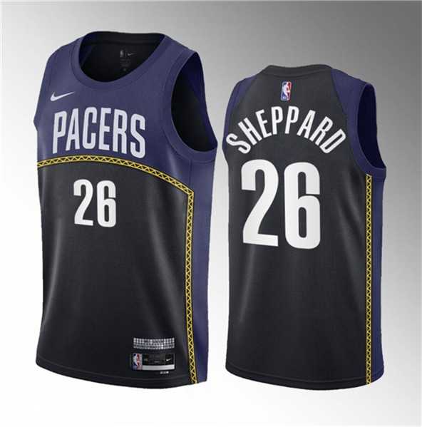 Mens Indiana Pacers #26 Ben Sheppard Blue 2023 Draft City Edition Stitched Basketball Jersey Dzhi